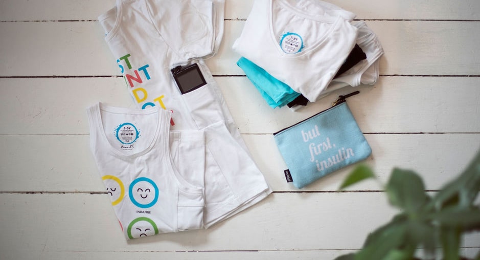 annapsdiabetesclotheswithpocketsbluewhitetanktoptshirtinsulin